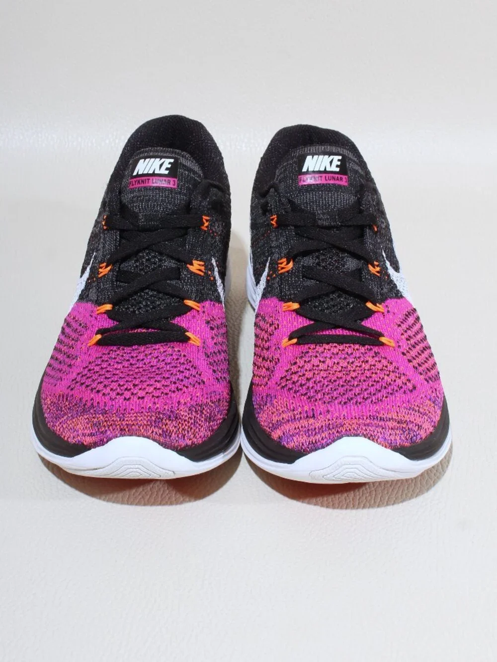 Womens Nike Flyknit Lunar 3 Sz 8.5 Pink & Black 698182-006 Running Shoes